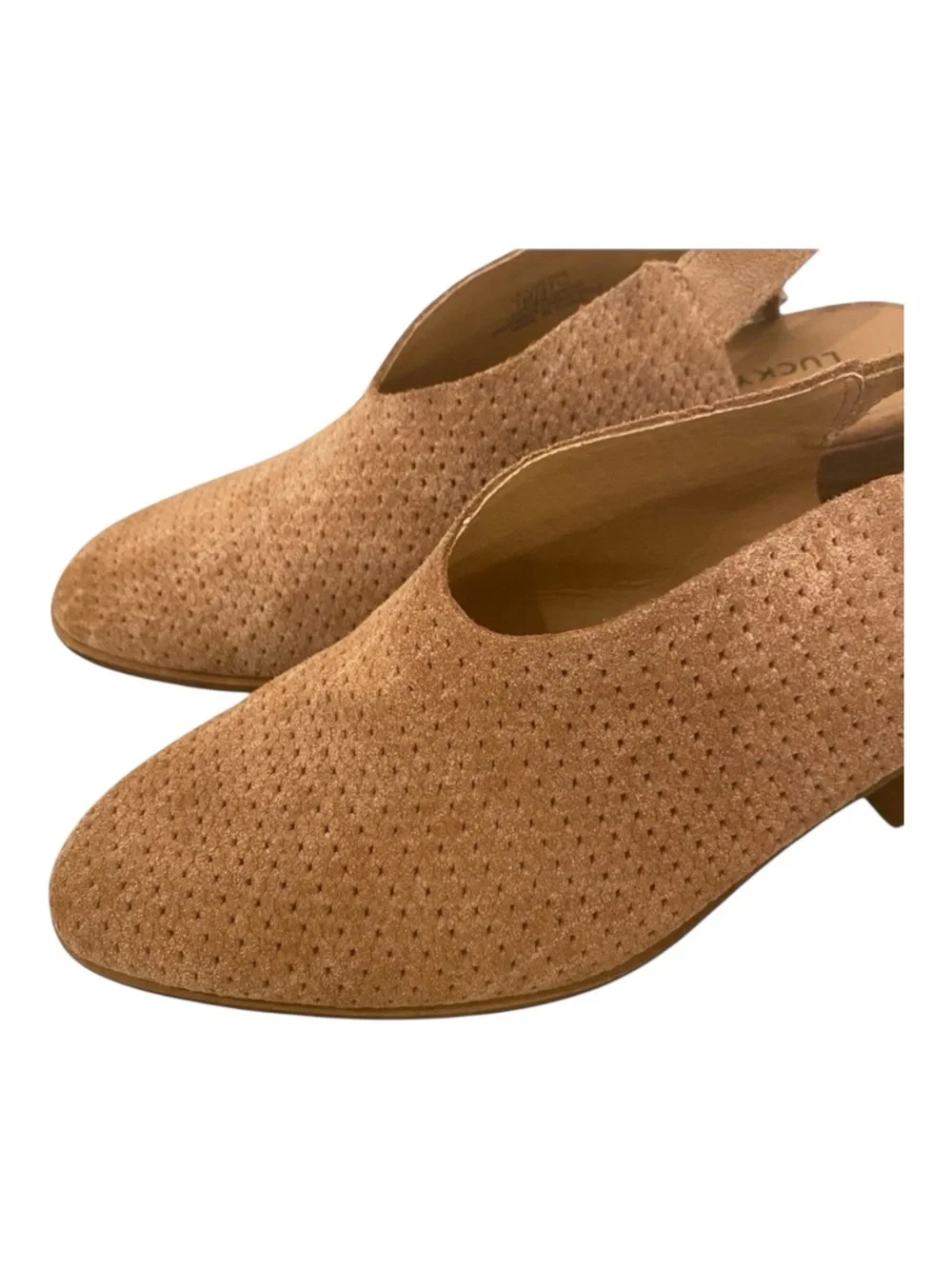 Lucky Brand Womens Lideton Leather Heel Booties Tan Western Point Toe